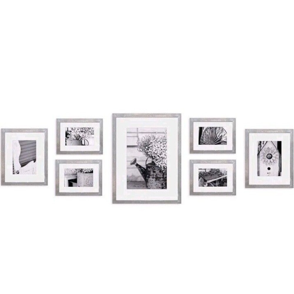 Gallery Perfect 7 Pc Grey Wash Photo Frame Gallery Kit Decorative Art Prints Set